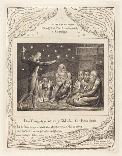 De toorn van Elihu door William Blake