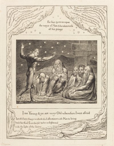 De toorn van Elihu door William Blake