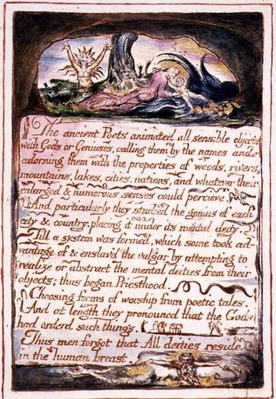 "De oude dichters...", illustratie en tekst uit 