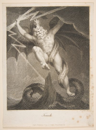 Tornado-Zeus vecht tegen Typhon Erasmus Darwin, De Botanische Tuin, 1 augustus 1795 door William Blake