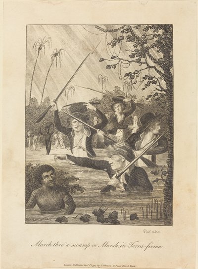 Mars door een moeras in Terra-firma door William Blake after John Gabriel Stedman