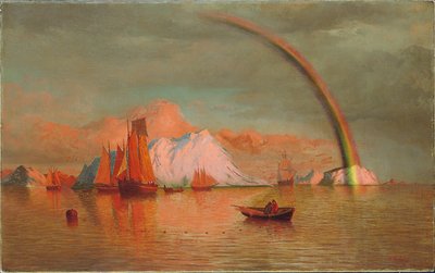 Arctische zonsondergang met regenboog, 1877 door William Bradford
