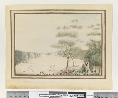 Uitzicht in Broken Bay, New South Wales. Maart 1788 door William Bradley