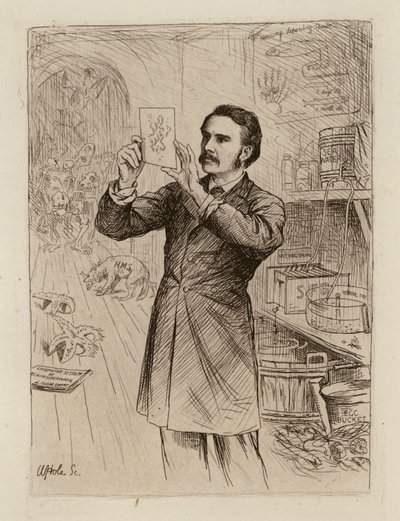 James Cossar Ewart, Professor van Natuurlijke Historie (gravure) door William Brassey (after) Hole