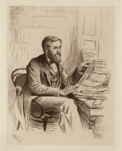 Julius Eggeling, Professor in Sanskriet en Vergelijkende Filologie (gravure) door William Brassey (after) Hole