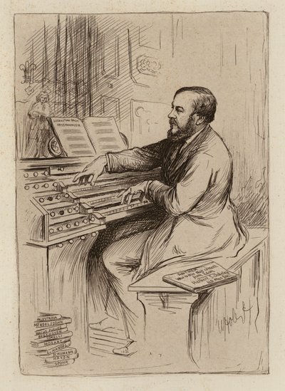 Sir Herbert Oakeley, Professor van Muziek (gravure) door William Brassey (after) Hole