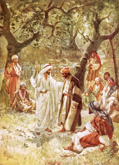 Jezus vraagt zijn discipelen wie de mensen zeggen dat hij is door William Brassey Hole