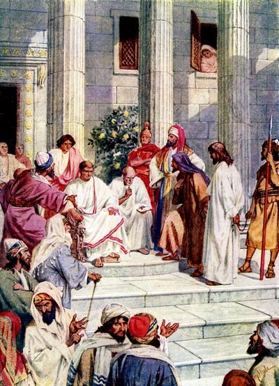 Jezus wordt naar Pontius Pilatus gebracht door William Brassey Hole