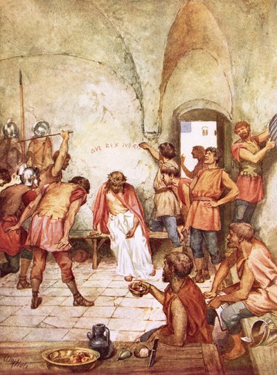 Jezus bespot door Romeinse soldaten door William Brassey Hole