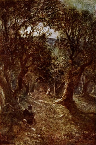 Jezus biddend in de tuin van Getsemane door William Brassey Hole