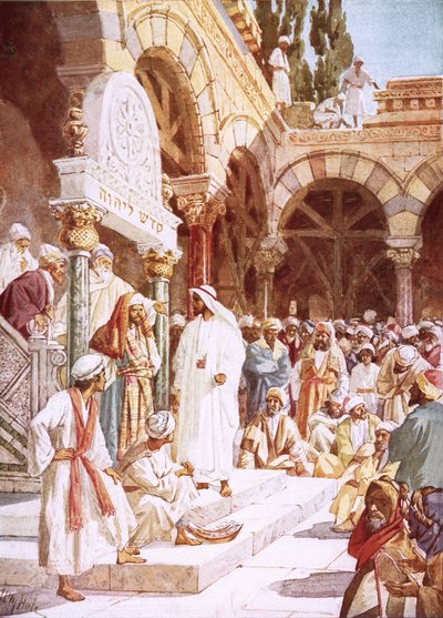 Jezus predikt in de tempel door William Brassey Hole