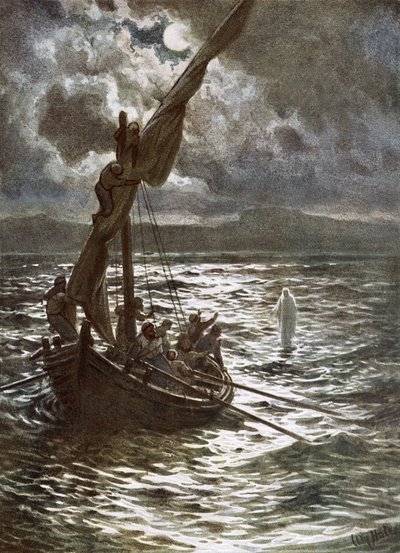 Jezus loopt op het water door William Brassey Hole