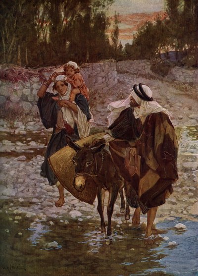 Maria, Jozef en Jezus reizen naar Egypte - Bijbel door William Brassey Hole