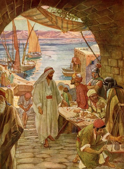 Mattheüs (Levi) wordt geroepen om discipel te worden - Bijbel door William Brassey Hole