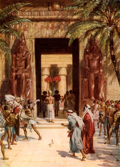 Mozes en Aäron voor de farao door William Brassey Hole