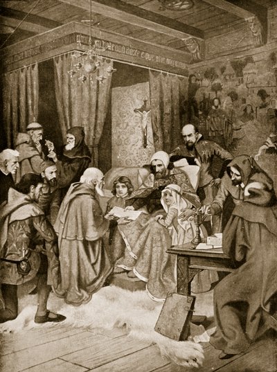 Robert Bruce verleent een Charter, 1329, illustratie uit 