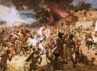 De dood van koning Josia bij Megiddo door William Brassey Hole
