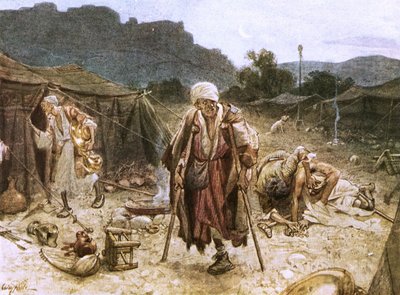 De vier melaatsen plunderen het kamp van de Syriërs door William Brassey Hole