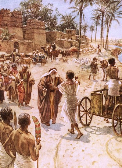 De ontmoeting van Jakob en Jozef in Egypte door William Brassey Hole