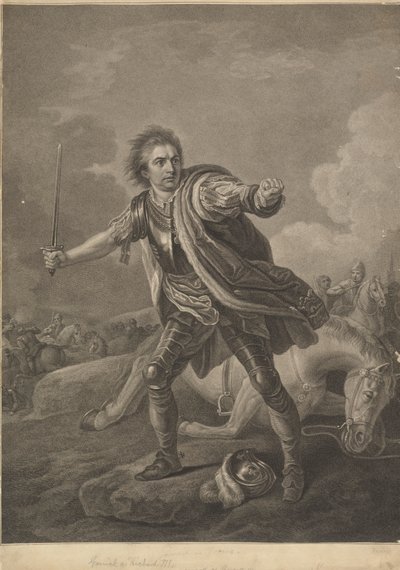 David Garrick als Richard III in de Drury Lane Theatre uitvoering, 1759 door William Bromley