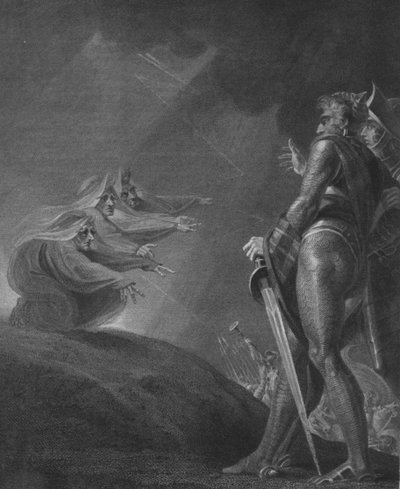 De heksen verschijnen aan Macbeth en Banquo, ca. 1820 door William Bromley