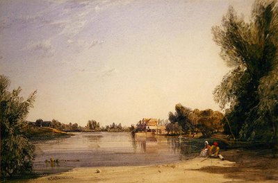 Een molen aan de Seine door William Callow
