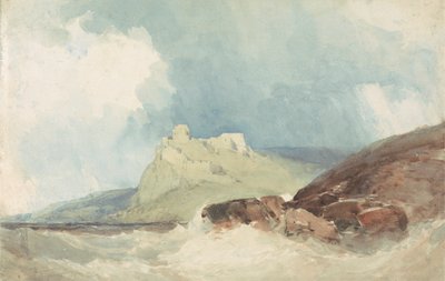 Kasteel op een Klif met Stormachtige Zee door William Callow
