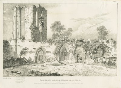 Croxden Abbey: gravure door William Carter