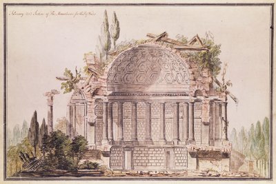 Architectonische tekening voor mausoleum voor Frederik, Prins van Wales door William Chambers