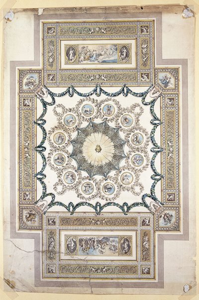 Ontwerp voor het plafond van de bibliotheek in Woburn Abbey door William Chambers