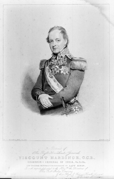 De zeer eerbiedwaardige luitenant-generaal burggraaf Hardinge, GCB, gouverneur-generaal van India door William Charles (after) Ross