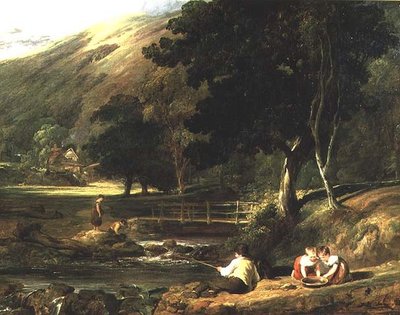 Borrowdale, Cumberland, met Kinderen die bij een Stroom Spelen door William Collins