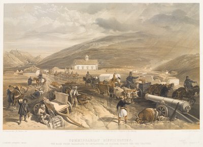 Commissariaatsmoeilijkheden De weg van Balaklava naar Sebastopol, bij Kadikoi, tijdens het natte weer, circa 1854 door William Crimea Simpson