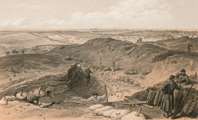 Gracht van de Malakoff, Batterij Gervais, en achterkant van Redan door William Crimea Simpson