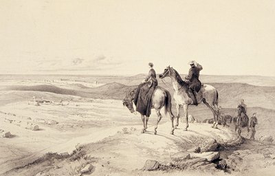 Florence Nightingale en Mr. Bracebridge op Cathcarts Hill met uitzicht op Sebastopol door William Crimea Simpson
