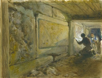 Fundering van de zuidoostelijke hoek van de Haram-muur, Jeruzalem door William Crimea Simpson