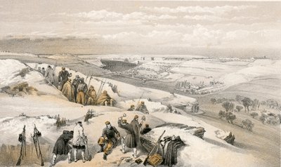 Sebastopol vanaf de 26 kanonnen batterij aan de uiterste rechterkant van de Franse aanval door William Crimea Simpson