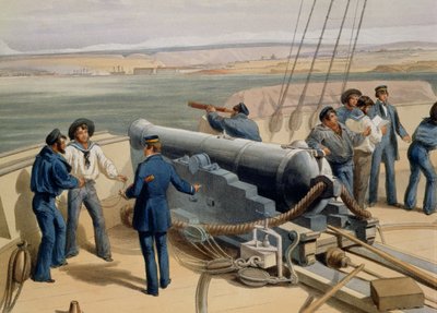 Sebastopol vanaf de Zee, plaat uit De Zetel van de Oorlog in het Oosten (detail) door William Crimea Simpson