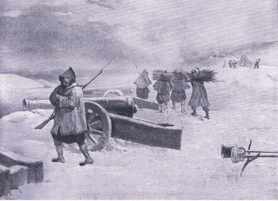 Wachter van de Zouaven voor Sevastopol, illustratie uit Britse gevechten op land en zee, 1915 door William Crimea Simpson