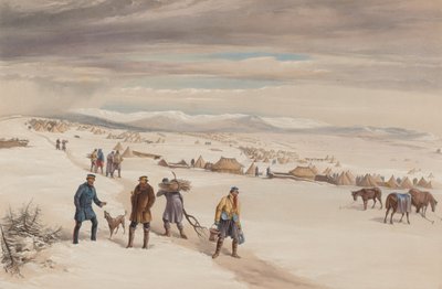Het kamp van de tweede divisie, kijkend naar het oosten. Januari 1855 door William Crimea Simpson