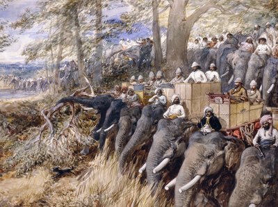 De Prins van Wales in de Terai die de Jungle Slaat met Sir Jung Bahadur Rana, 1876 door William Crimea Simpson