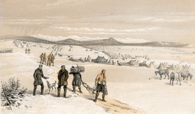 Het kamp van de 2e divisie, kijkend naar het oosten, januari 1855 door William Crimea Simpson