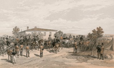 De begrafenisstoet van Lord Raglan verlaat het hoofdkwartier door William Crimea Simpson