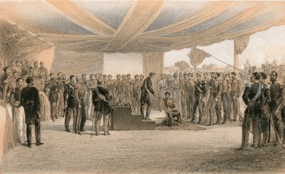De investituur van de Orde van het Bad bij het hoofdkwartier van het Britse leger voor Sebastopol door William Crimea Simpson
