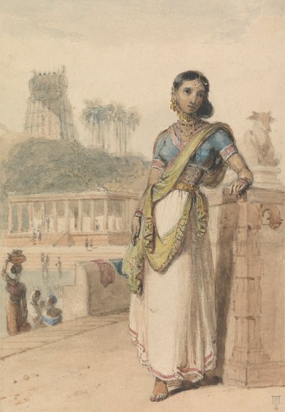 Een Hoog Kaste Vrouw die bij een Muur Staat door William Daniell