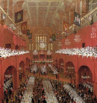 Banket in de Guildhall, City of London, 1814 door William Daniell