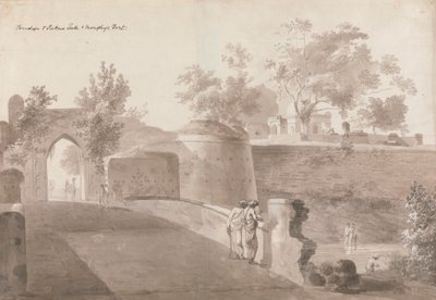 Brug en Patna-poort en Monghyr-fort door William Daniell