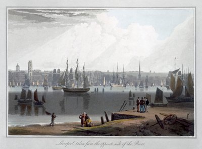 Liverpool, genomen vanaf de overkant van de rivier, 1815 door William Daniell