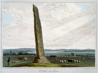 Obelisk bij Forres, Moray, Schotland, 1821 door William Daniell
