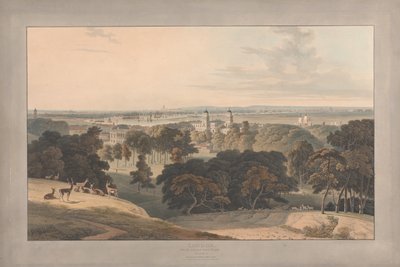 Plaat I: Londen vanuit Greenwich Park door William Daniell